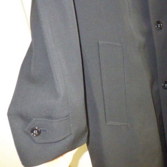 Vintage London Fog Trench Coat Men's 42 T/L Navy Blue 100% Wool Jacket Formal - Picture 14 of 14